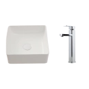 Kit Cuba de Apoio Slim Crisoprásio e Torneira Misturador Monocomando Alta Madeira Pingoo.casa - Branco e Prata