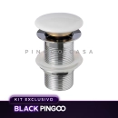 Kit Cuba de Apoio Slim Crisoprásio e Torneira Misturador Monocomando Alta Madeira Pingoo.casa - Branco e Preto