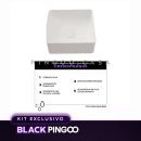 Kit Cuba de Apoio Slim Crisoprásio e Torneira Misturador Monocomando Alta Madeira Pingoo.casa - Branco e Preto