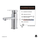 Kit Cuba de Apoio Slim Crisoprásio e Torneira Misturador Monocomando Baixa Madeira Pingoo.casa - Branco e Prata