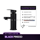 Kit Cuba de Apoio Slim Crisoprásio e Torneira Misturador Monocomando Baixa Madeira Pingoo.casa - Branco e Preto