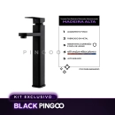 Kit Cuba de Apoio Slim Fluorita com Válvula de Escoamento e Torneira Alta Monocomando Madeira Pingoo.casa - Branco e Preto