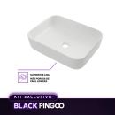 Kit Cuba de Apoio Slim Fluorita com Válvula de Escoamento e Torneira Alta Monocomando Madeira Pingoo.casa - Branco e Preto