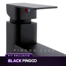 Kit Cuba de Apoio Slim Fluorita com Válvula de Escoamento e Torneira Alta Monocomando Madeira Pingoo.casa - Branco e Preto