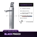 Kit Cuba de Apoio Slim Fluorita com Válvula de Escoamento Para Cuba e Torneira Alta Monocomando Pingoo.casa - Branco e Prata