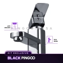 Kit Cuba de Apoio Slim Fluorita com Válvula de Escoamento Para Cuba e Torneira Alta Monocomando Pingoo.casa - Branco e Prata