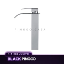 Kit Cuba de Apoio Slim Fluorita com Válvula de Escoamento Para Cuba e Torneira Monocomando Alta Paraná Pingoo.casa - Branco e Prata