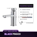 Kit Cuba de Apoio Slim Fluorita com Válvula de Escoamento Para Cuba e Torneira Monocomando Pingoo.casa - Branco e Prata