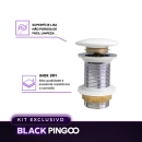 Kit Cuba de Apoio Slim Fluorita com Válvula de Escoamento Para Cuba e Torneira para Banheiro em Aço Alta Amazonas Pingoo.casa - Branco e Prata