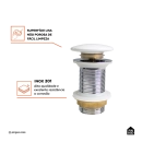 Kit Cuba de Apoio Slim Retangular com Válvula de Escoamento e Torneira Monocomando Baixa Paraná Pingoo.casa - Branco e Prata