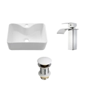 Kit Cuba de Apoio Slim Retangular com Válvula de Escoamento e Torneira Monocomando Baixa Paraná Pingoo.casa - Branco e Prata