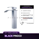 Kit Cuba de Apoio Slim Retangular com Válvula de Escoamento e Torneira Monocomando Alta Paraná Pingoo.casa - Branco e Prata