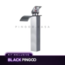 Kit Cuba de Apoio Slim Retangular com Válvula de Escoamento e Torneira Monocomando Alta Paraná Pingoo.casa - Branco e Prata