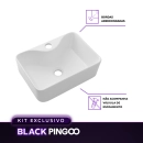 Kit Cuba de Apoio Slim Retangular com Válvula de Escoamento e Torneira para Banheiro Baixa Amazonas Pingoo.casa - Branco e Prata