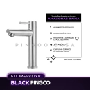 Kit Cuba de Apoio Slim Retangular com Válvula de Escoamento e Torneira para Banheiro Baixa Amazonas Pingoo.casa - Branco e Prata