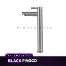 Kit Cuba de Apoio Slim Retangular com Válvula de Escoamento e Torneira para Banheiro Alta Amazonas Pingoo.casa - Branco e Prata