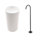 Kit Cuba de Piso para Banheiro Espinélio e Misturador de Piso Timonha - Branco e Preto