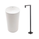Kit Cuba de Piso para Banheiro Espinélio e Torneira de Piso Gongogi Branco e Preto