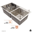 Kit Cuba Dupla Gourmet Awá e Torneira Misturador Monocomando Extensível Apurema Pingoo.casa - Prata