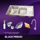 Kit Cuba Dupla Gourmet Nukini com Tábua de Corte e Torneira Misturador Monocomando Iriri Pingoo.casa - Prata