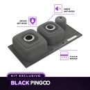 Kit Cuba Dupla Gourmet Nukini e Torneira Misturador Monocomando Extensível Apurema e Tábua de Corte Nukini Pingoo.casa - Prata