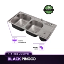 Kit Cuba Dupla Gourmet Nukini e Torneira Misturador Monocomando Extensível Apurema Pingoo.casa - Prata