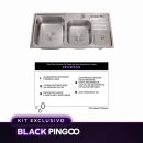 Kit Cuba Dupla Gourmet Nukini e Torneira Misturador Monocomando Extensível Apurema Pingoo.casa - Prata