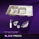 Kit Cuba Dupla Gourmet Nukini e Torneira Misturador Monocomando Iriri Pingoo.casa - Prata