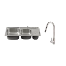 Kit Cuba Dupla Gourmet Nukini e Torneira Misturador Monocomando Iriri Pingoo.casa - Prata