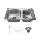 Kit Cuba Dupla Gourmet para Cozinha com Acessórios Aço Inox 201 78x43cm e Tábua de Corte Potiguara