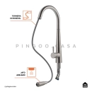 Kit Cuba Dupla Gourmet Tukano e Torneira Misturador Monocomando Extensível Apurema Pingoo.casa - Prata