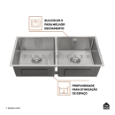 Kit Cuba Dupla Gourmet Tukano e Torneira Misturador Monocomando Extensível Apurema Pingoo.casa - Prata