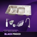 Kit Cuba Dupla Gourmet Tukano e Torneira Misturador Monocomando Iriri Pingoo.casa - Prata