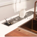 Kit Cuba Gourmet Awá 78x43cm e Calha Waiana Embutida 92x19cm Prata Aço Inox 304