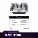 Kit Cuba Gourmet Borari com Torneira Misturador Monocomando Munim, Tábua de Corte e Lixeira Pingoo.casa - Prata