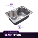 Kit Cuba Gourmet Borari com Torneira Misturador Monocomando Munim, Tábua de Corte e Lixeira Pingoo.casa - Prata