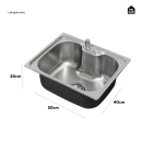 Kit Cuba Gourmet Nawa com Tábua de Corte e Torneira Misturador Monocomando Munim Pingoo.casa - Prata e Preto