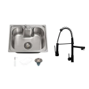 Kit Cuba Gourmet Nawa e Torneira Misturador Monocomando Munim Pingoo.casa - Prata e Preto