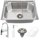 Kit Cuba Gourmet para Cozinha com Acessórios Aço Inox 201 57x43cm Guarani e Torneira Misturador Monocomando Munim Prata