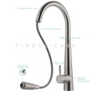 Kit Cuba Gourmet para Cozinha com Acessórios Aço Inox 201 60x42cm Carajás e Torneira Misturador Monocomando Solimões Prata e Preto