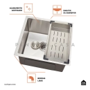 Kit Cuba Gourmet Terena 44x44cm e Calha Waiana Embutida 45x18cm Prata Aço Inox 304