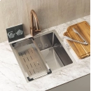 Kit Cuba Gourmet Terena 44x44cm e Calha Waiana Embutida 45x18cm Prata Aço Inox 304