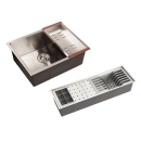 Kit Cuba Gourmet Terena 58x45cm e Calha Waiana Embutida 60x19cm Prata Aço Inox 304