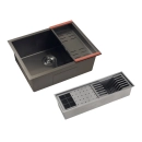 Kit Cuba Gourmet Terena 58x45cm e Calha Waiana Embutida 60x19cm Preto Aço Inox 304