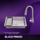 Kit Cuba Gourmet Terena e Torneira Misturador Monocomando Muru Pingoo.casa - Prata