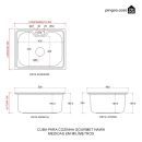 Kit Cuba Para Cozinha e Tábua de Apoio Nawa + Misturador Munim Prata