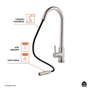 Kit Cuba para Cozinha Gourmet com Acessórios Aruá e Torneira para Cozinha Misturador Monocomando Iriri - Prata
