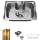Kit Cuba para Cozinha Gourmet Pia Aço Inox 304 com Acessórios e Tábua de Corte Borari Prata