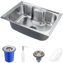 Kit Cuba para Cozinha Gourmet Pia Aço Inox com Acessórios e Lixeira Nawa 50 cm Prata