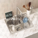 Kit Cuba para Cozinha Gourmet Pia Aço Inox com Acessórios e Lixeira Nawa 50 cm Prata